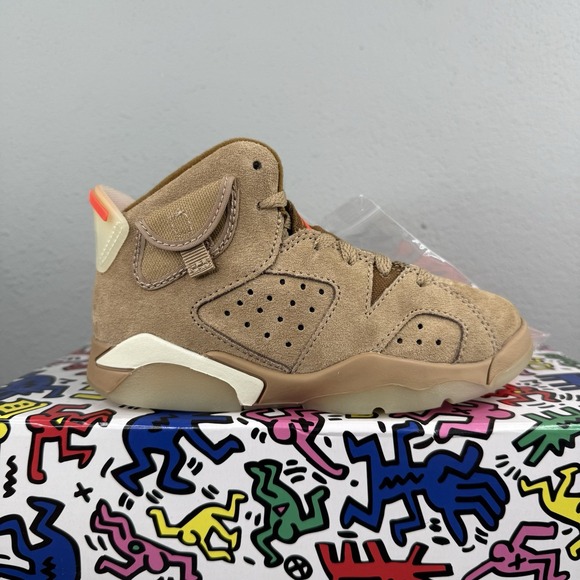 Travis Scott x Air Jordan 6 Retro PreSchool British Khaki DH0693-200 Size 11c - Picture 1 of 14